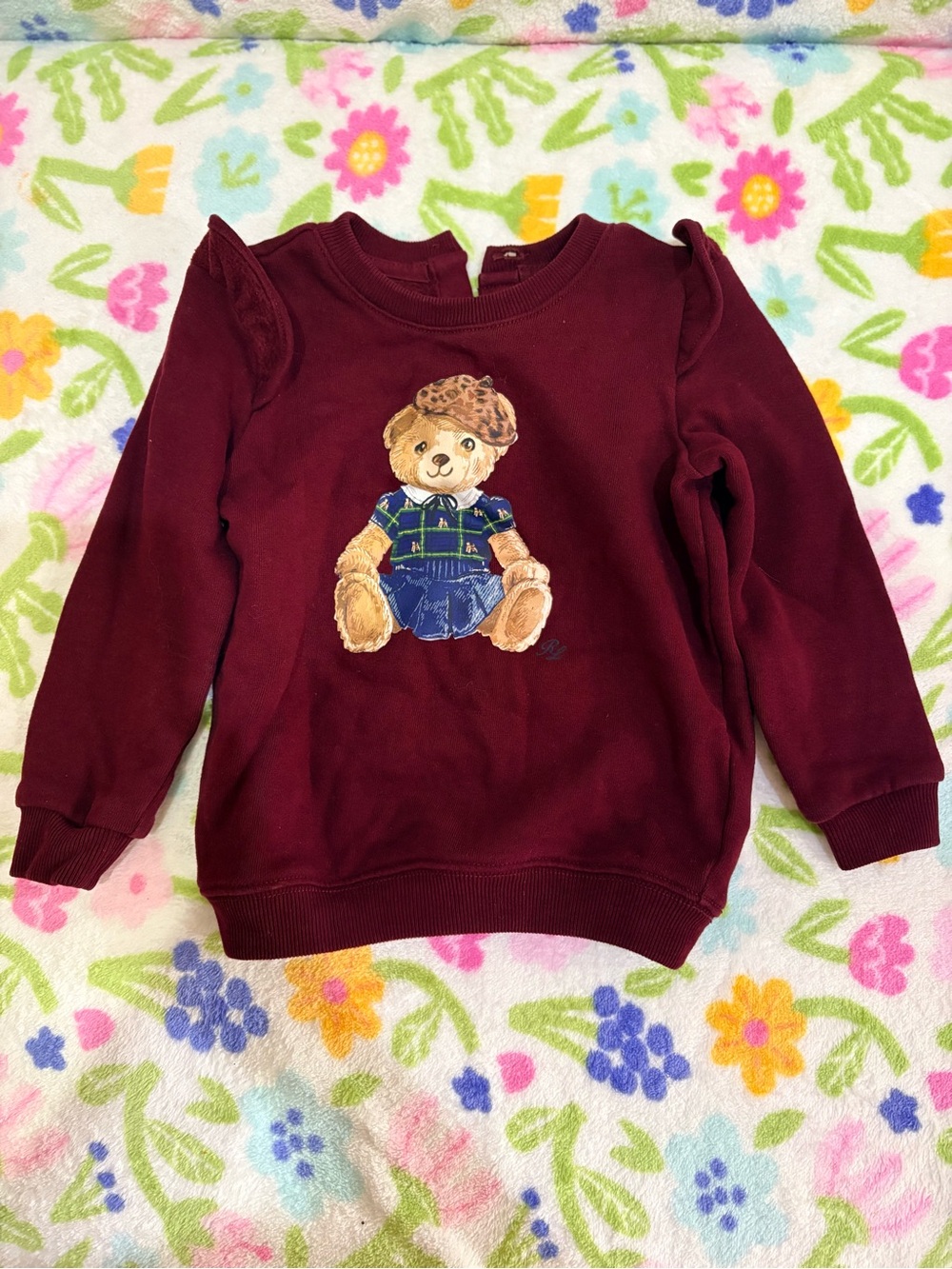 Ralph Lauren Maroon Teddy Bear Pullover Sweatshirt